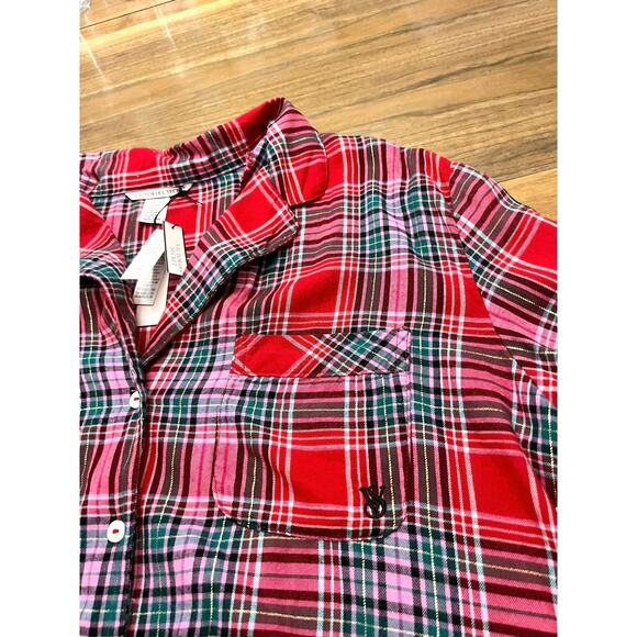 Victoria Secret Pajama Set XL Plaid Cotton Blend New NWT Long Sleeve Top Pants - Picture 14 of 16